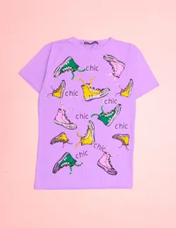 تیشرت پولک دوزی شده طرح کفش