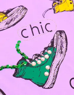 تیشرت پولک دوزی شده طرح کفش