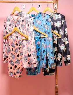 ست بلوز و شلوار مخمل طرحدار با طرحهای عروسکی ۲