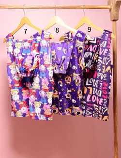 ست تاپ و شلوارک مخمل طرحدار