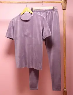 ست تی شرت و شلوار مخمل روباهی