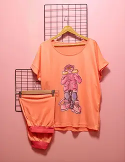 ست تی شرت و شلوارک پلنگ صورتی