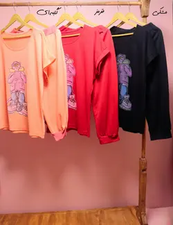 ست تی شرت و شلوارک پلنگ صورتی