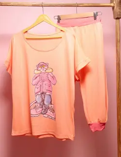 ست تی شرت و شلوارک پلنگ صورتی