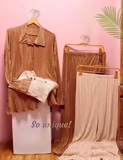 ست شومیز مانتویی و شلوار پلیسه ریز