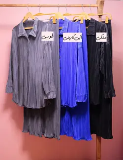 ست شومیز مانتویی و شلوار پلیسه ریز