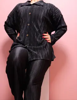 ست شومیز مانتویی و شلوار پلیسه ریز