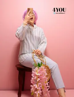 ست مانتو و شلوار لینن راه راه