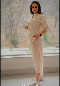 ست مانتو و شلوار لینن راه راه