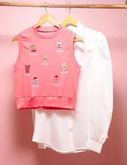 شومیز و رویه خرس گلدوزی شده