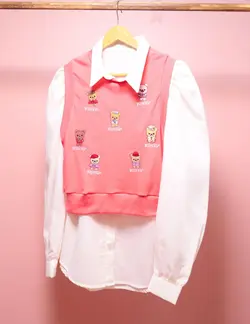 شومیز و رویه خرس گلدوزی شده