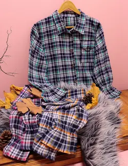 شومیز چهارخونه آستین کش