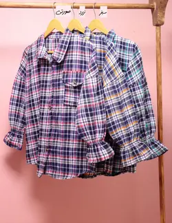 شومیز چهارخونه آستین کش