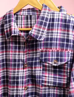 شومیز چهارخونه آستین کش