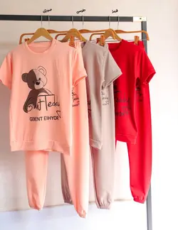 ست تی شرت و شلوار خرس نگینی