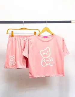 ست کراپ و شلوارک خرسی