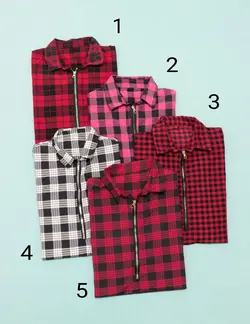 مانتو چهارخونه جلو زیپ