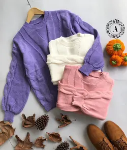 بافت یقه گرد آستین فانوسی وارداتی کد 494