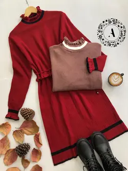 پیراهن بافت یقه چین وارداتی کد 536