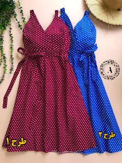 پیراهن نخی خال خالی کد 672