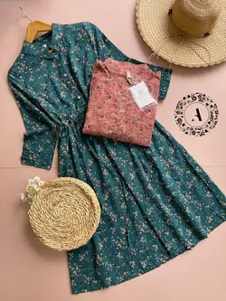 پیراهن نخی جلو دکمه وارداتی کد 780