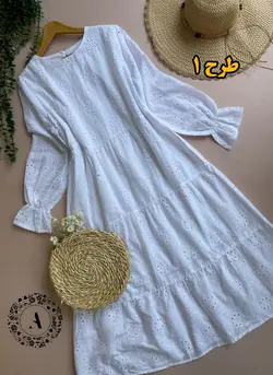 پیراهن خامه دوزی سفید طرحدار 790