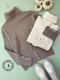 بافت یقه اسکی آستین دکمه کد 894