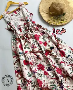 پیراهن نخی حلقه ای گیپور دار کد268