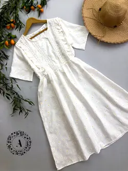 پیراهن نخی طرح بابونه کد 212