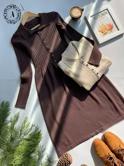 پیراهن بافت دلبر یقه دار کد 85