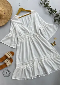 پیراهن حریر سفید کد 225