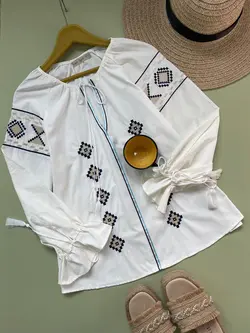 شومیز گلدوزی آستین دلبر وارداتی کد 986