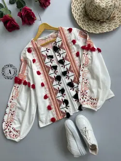 شومیز جلو باز گلدوزی ترک کد 313