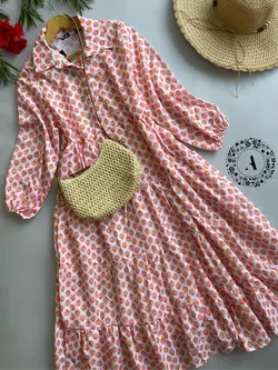 پیراهن بلند دلبر جلو دکمه کد 396