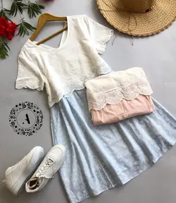 پیراهن عروسکی بالا خامه دوزی وارداتی کد 403