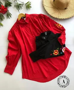 شومیز مانتویی آستین گلدوزی ترک کد 420