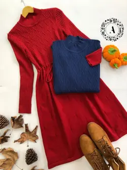 پیراهن بافت بلند بندی وارداتی کد 477