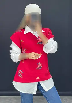 ست گلدوزی  ( وست + شومیز)  کد 17011