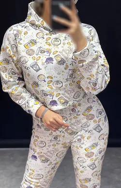 ست هودی+شلوار استیکردار کد 188052