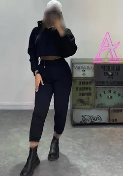 ست هودی کراپ+شلوار  کد 111006