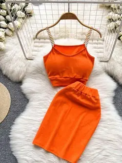 ست تاپ+دامن زنجیری  کد 33019