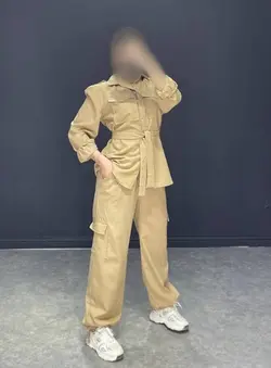 ست مانتو+شلوار کارگو‌ کمربنددارNE کد 311063
