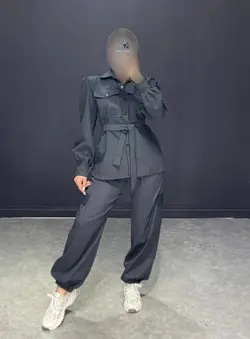 ست مانتو+شلوار کارگو‌ کمربنددارNE کد 311063