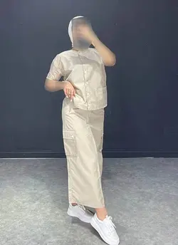 ست دو تیکه کت استین کوتاه+دامنLV  کد ۳۰۳۰۰۴