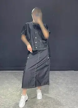 ست دو تیکه کت استین کوتاه+دامنLV  کد ۳۰۳۰۰۴