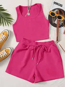 ست تاپ و شلوارک رنگی کد ۱۸۸۰۷۸