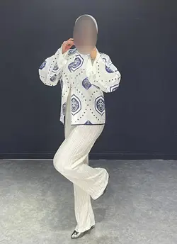 ست کت لینن چاپی+شلوار پلیسه vector کد ۶۴۴۰۰۵