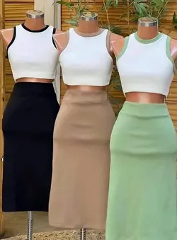 ست کراپ+دامن بلند فانریپ کد۳۳۰۱۹