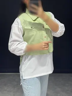 ست دو تیکه شومیز+وست لینن جلو دکمه کد ۱۰۱۰۳۵