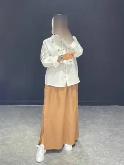 ست شومیز سفید+دامن رنگی بغل دکمهBJ کد ۱۰۱۰۳۶